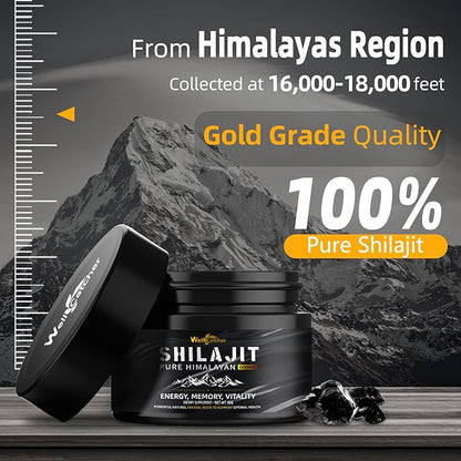 Pure Himalayan Shilajit Resin for Men Women: Natural Organic Shilajit Supplement 600MG Rich in 85+ Trace Minerals 75%+ Fulvic Acid for Energy Immunity Focus Support 50 Servings