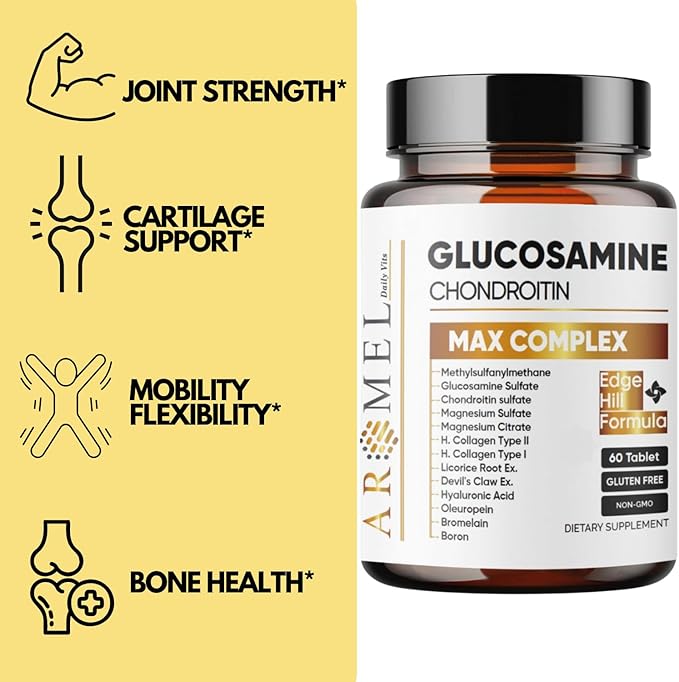 Glucosamine Chondroitin | Turmeric | Msm | Joint Support | Supplement for Relief | 60 Tablets | for | Bones | Back | Knees | Hands