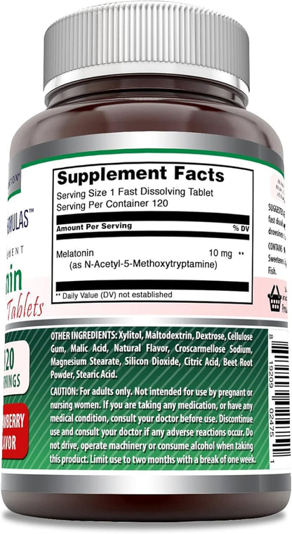Amazing Formulas Melatonin Fast Dissolve 10 Mg 120 Tablets | Strawberry Flavor | Non-GMO | Gluten Free | Made in USA
