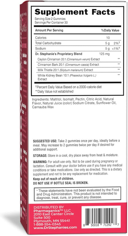 Dr. Stephanie’s SugarDown Gummies – Ceylon & Cassia Cinnamon Supplement - 0g Sugar