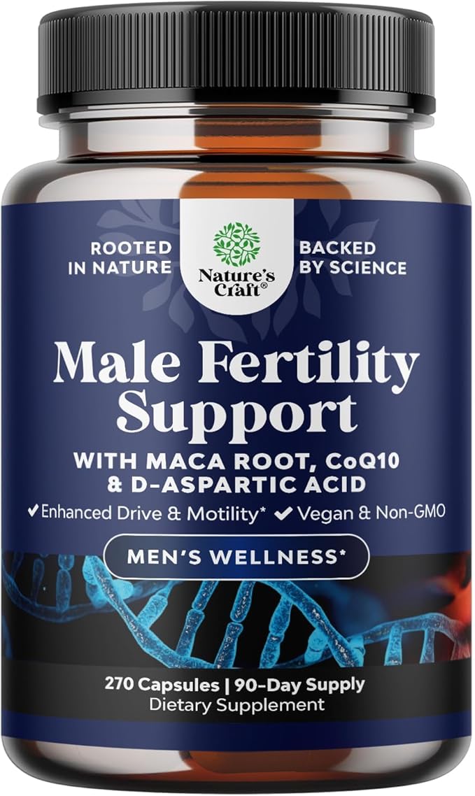 Pre Conception Male Fertility Supplement - Semen Volume Booster with CoQ10, Maca Root, Methyl Folate & D-Aspartic Acid - Mens Fertility Supplement for Sperm Motility - Conception for Him, 90 Days