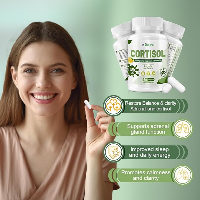 Cortisol Supplement, 15 in 1 Cortisol Manager with Ashwagandha, L-Theanine, Magnesium,Supports Cortisol Health & Relaxation,Stress Management & Restful Sleep, 60 Capsules