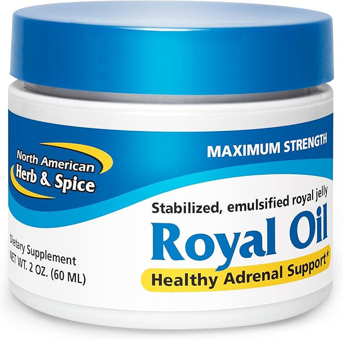 NORTH AMERICAN HERB & SPICE Royal Oil - 2 fl. oz. - Raw Royal Jelly - Healthy Adrenal Support, Fights Stress - High in 10-HDA & B Vitamins - Non-GMO - 20 Servings