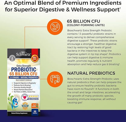 Organic Turmeric Curcumin and Ginger Supplement (1 Month Supply) Plus 65 Billion CFU Daily Probiotic Supplement (1 Month Supply)