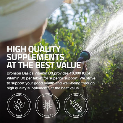 Bronson Vitamin D3 10,000iu (250mcg) 1 Year Supply for Healthy Muscle Function and Immune Support, Non-GMO, 360 Tablets