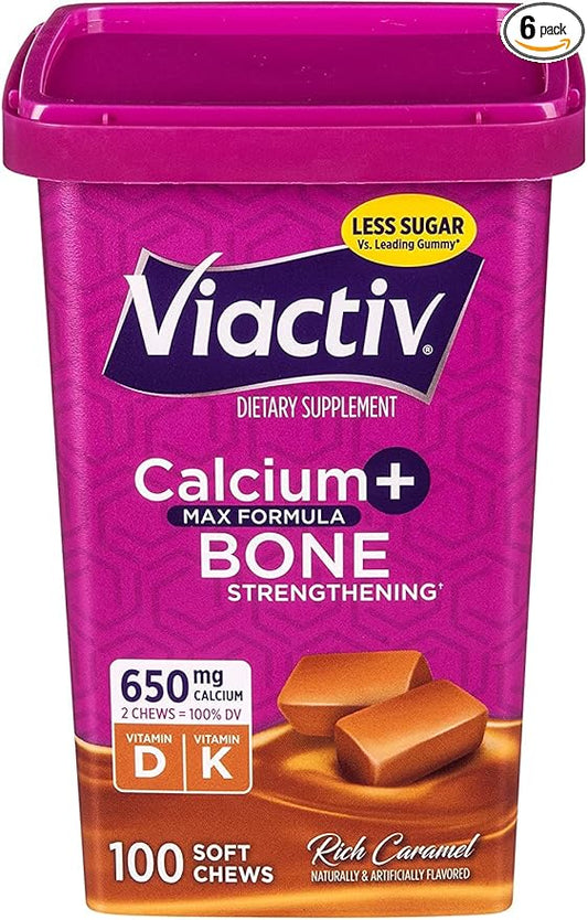 Viactiv, Calcium Plus D, Soft Chews, Caramel - 100 soft chews, Pack of 6