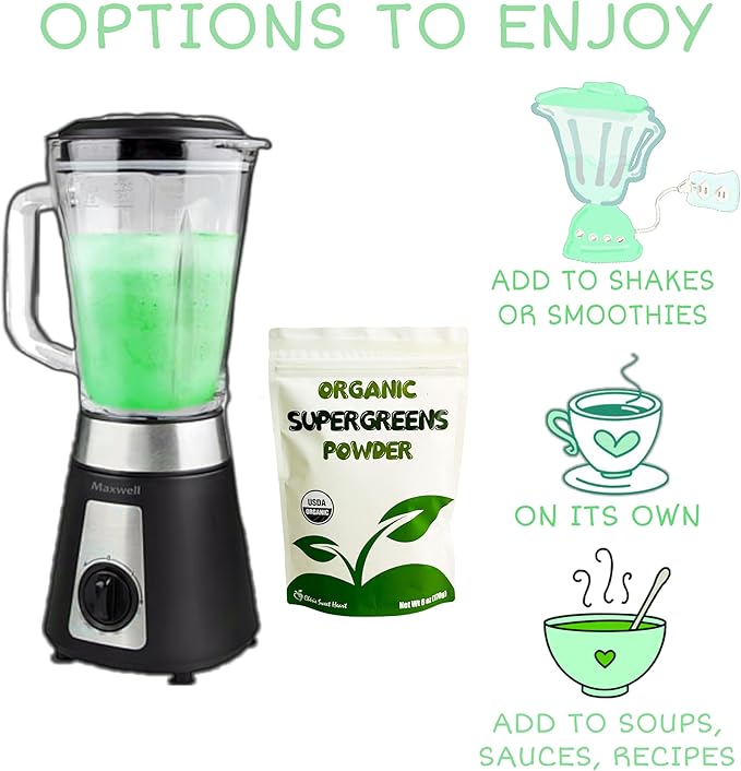 Cherie Sweet Heart Supergreens Powder - Green Superfood - Organic Greens Powder Super Greens - Smoothie Powder - Superfood Powder - Powdered Greens - 2.25LB Super Greens Powder - 204 Servings