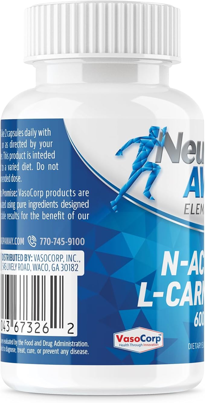 NeuropAWAY Elements N-Acetyl-L-Carnosine 600mg 60CT Acid Resistant Capsules Third Party Tested Manufactured in a CGMP Facility
