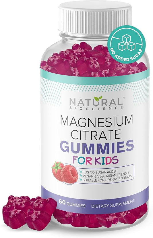 Calm Magnesium Citrate Gummies for Kids - Sleep Support, Chewable Magnesium Supplement 100mg, Stress Relief, Bone Health, Muscle Relaxation, Non-GMO Gluten-Free, Natural Flavor 60 Vegan Gummies