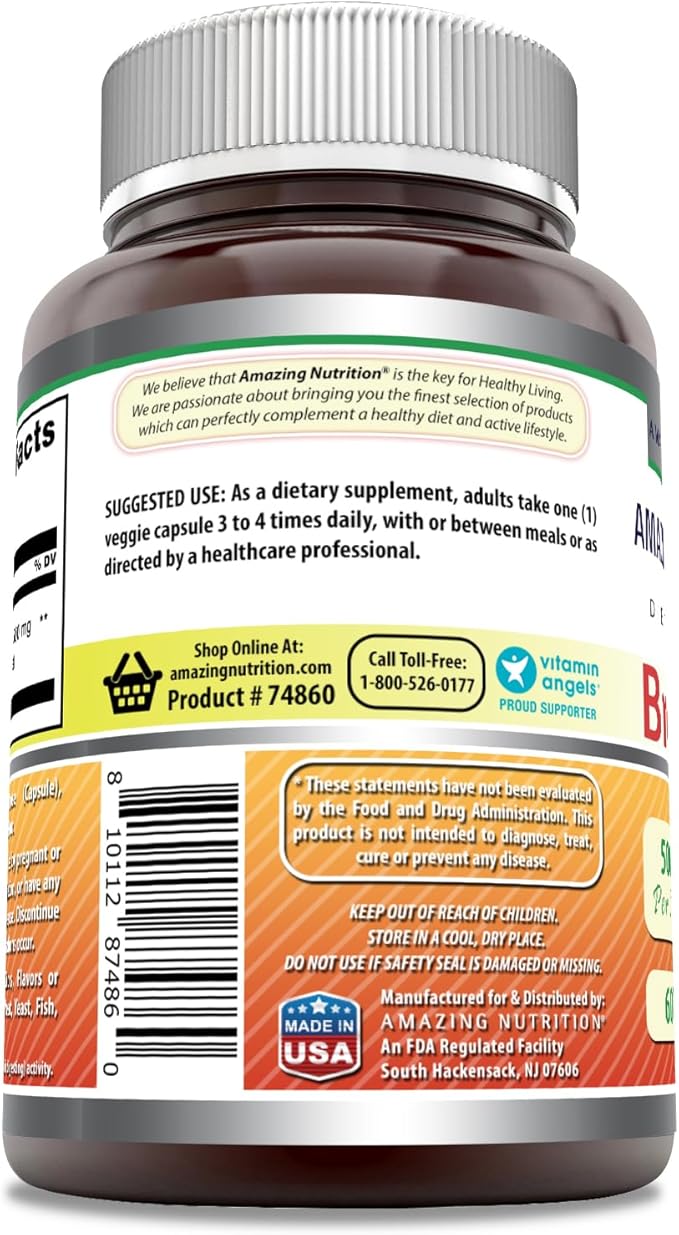 Amazing Formulas Bromelain 500mg 2400 GDU, 60 Veggie Capsules | Non-GMO | Gluten Free | Made in USA | Ideal for Vegetarians