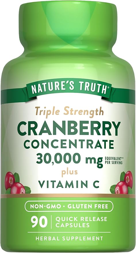 Nature's Truth Cranberry Concentrate Pills 30,000mg | Plus Vitamin C | Triple Strength Support Capsules | Non-GMO & Gluten Free Supplement