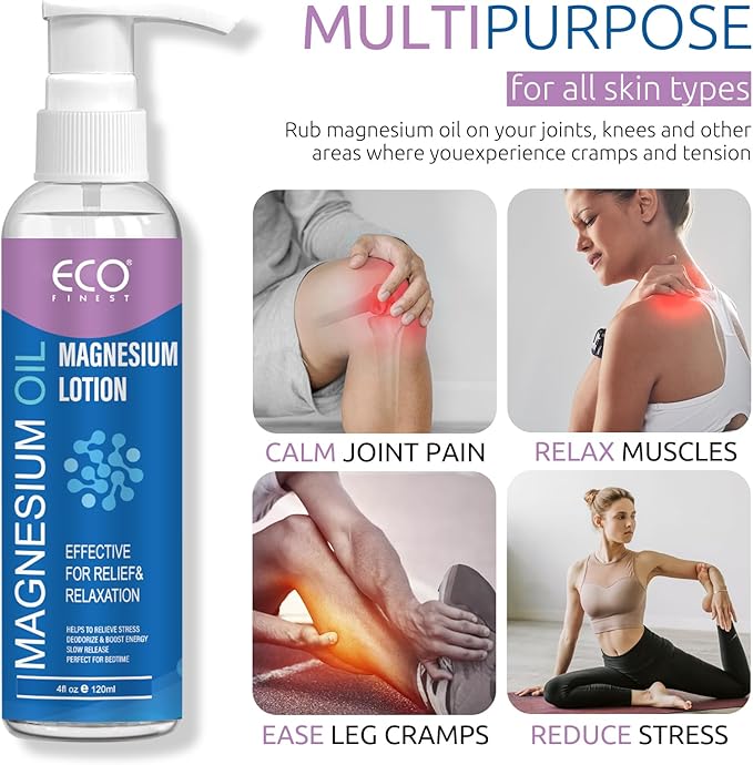 Pure Magnesium Oil Lotion, Topical Magnesium Spray Magnesium Oil for Feet, Skin & Body, Easy to Absorb and Use, Women & Men