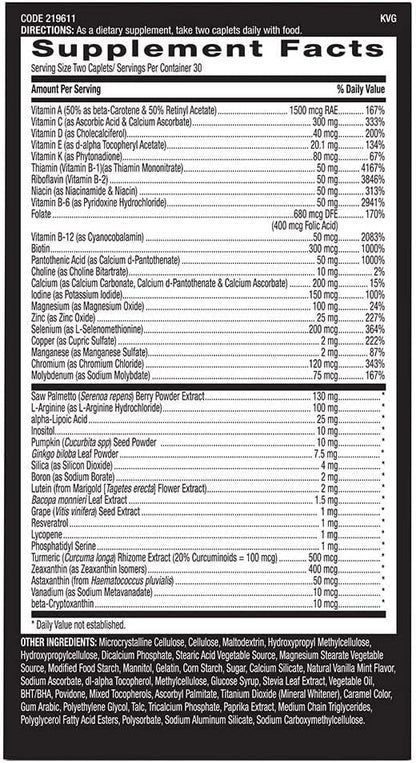 GNC Mega Men 50 Plus Multivitamin Caplets, Clinically Proven, Heart & Prostate Health, B Vitamins, Saw Palmetto, Memory, Vitamin D-3, 60 count