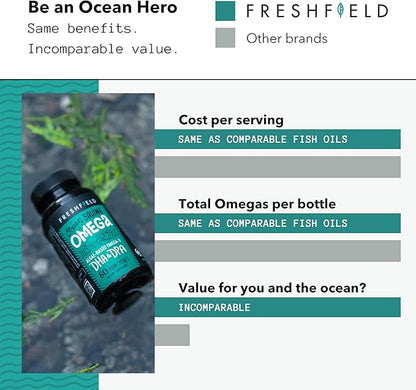 Ocean Saving Omega 3, The Fish Oil Replacement, 2-Month Supply, Sustainably Sourced, Highest Levels of DHA per Capsule (440 mg), Algae Oil, w/DPA. 60 Count