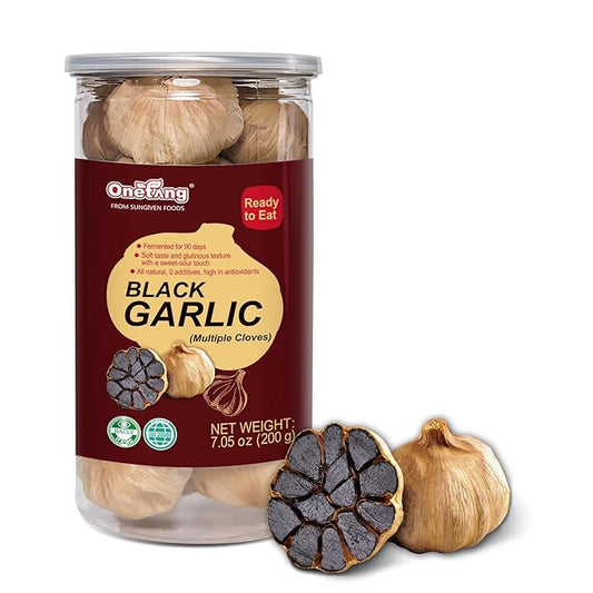 ONETANG Black Garlic 7.05 Oz (200g.), Multiple Black Garlic Fermented for 90 Days, Super Foods, Non-GMO, Non-Additives, High in Antioxidants, Ready to Eat for Snack Healthy, Healthy Recipes