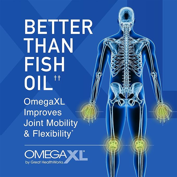 OmegaXL Joint Support Supplement - Natural Muscle Support, Green Lipped Mussel Oil, Soft Gel Pills, Drug-Free, 60 Count (2 Pack)