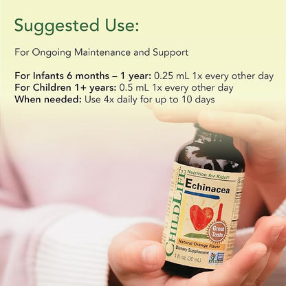 CHILDLIFE ESSENTIALS Echinacea for Kids - Kids Echinacea Drops, Liquid Tincture, Alcohol Free Supplement for Babies, Toddlers, Children - Natural Orange, 1 Fl Oz (Pack of 3)