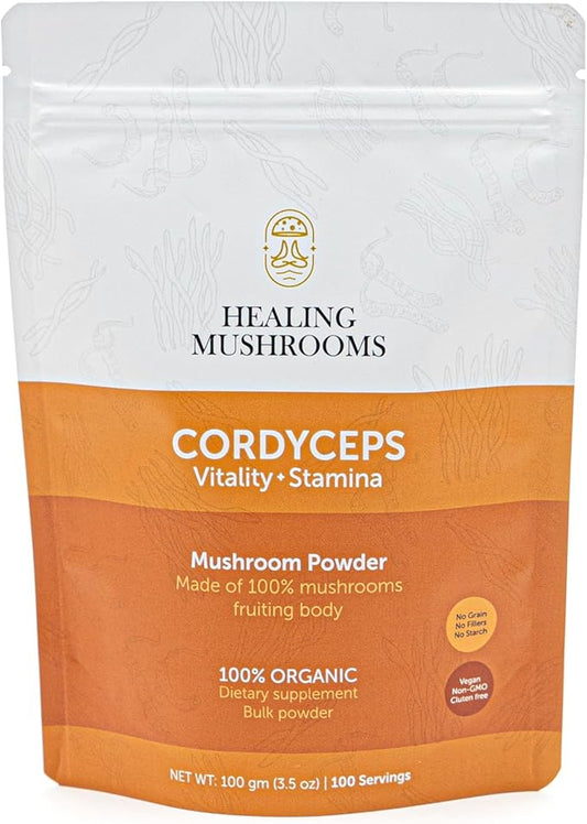 Real Mushrooms Organic CORDYCEPS Mushroom Pure Powder - for Peak Performance, Energy & Immune Support