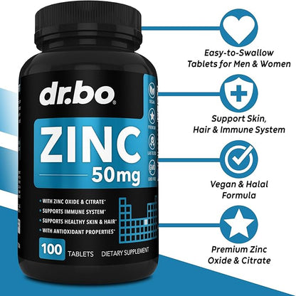 DR. BO Electrolyte Pills Salt Capsules & Zinc - Electrolytes Tablets with Potassium, Magnesium, Sodium, Chloride, Calcium Salts Supplements - Zinc Supplements 50mg Tablets Supplement Oxide Citrate