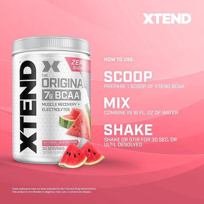 XTEND Original BCAA Powder 7g BCAA and 2.5g L-Glutamine, Sugar Free Post Workout Muscle Recovery Drink with Amino Acids for Men & Women, 30 Servings