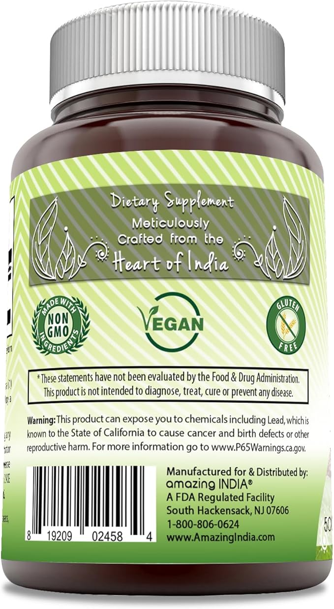 Amazing India Arjuna (Made with Natural Arjuna) 500 Mg 120 Veggie Capsules Supplement | Non-GMO | Gluten Free