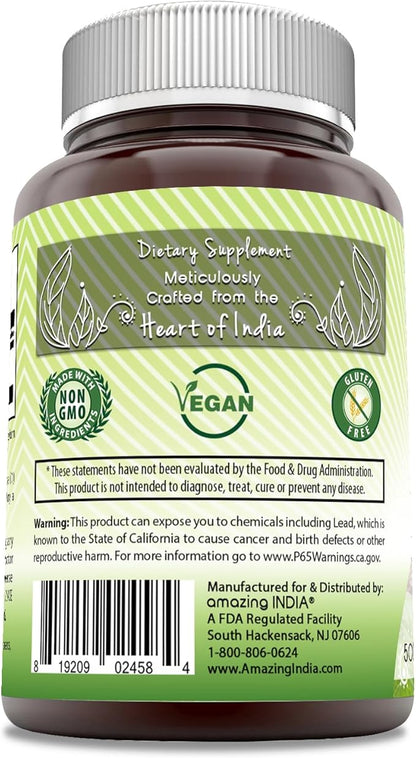 Amazing India Arjuna (Made with Natural Arjuna) 500 Mg 120 Veggie Capsules Supplement | Non-GMO | Gluten Free