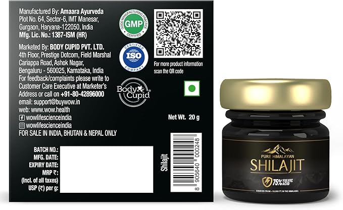 Pure Himalayan Shilajit/Shilajeet Resin - 20g | Guaranteed 75%+ Fulvic Acid | Sourced from ~18,000 ft | for Stamina, Endurance & Strength | Contains Lab Certificate