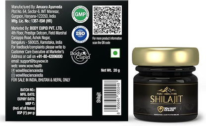 Pure Himalayan Shilajit/Shilajeet Resin - 20g | Guaranteed 75%+ Fulvic Acid | Sourced from ~18,000 ft | for Stamina, Endurance & Strength | Contains Lab Certificate