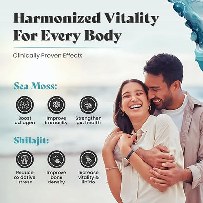 Pure Himalayan Shilajit & Irish Sea Moss Liquid Drops, 85+ Trace Minerals, 60% Fulvic Acid in Great Tasting Mocha Flavor. High Grade Healing Boosts Vitality, Productivity & Collagen
