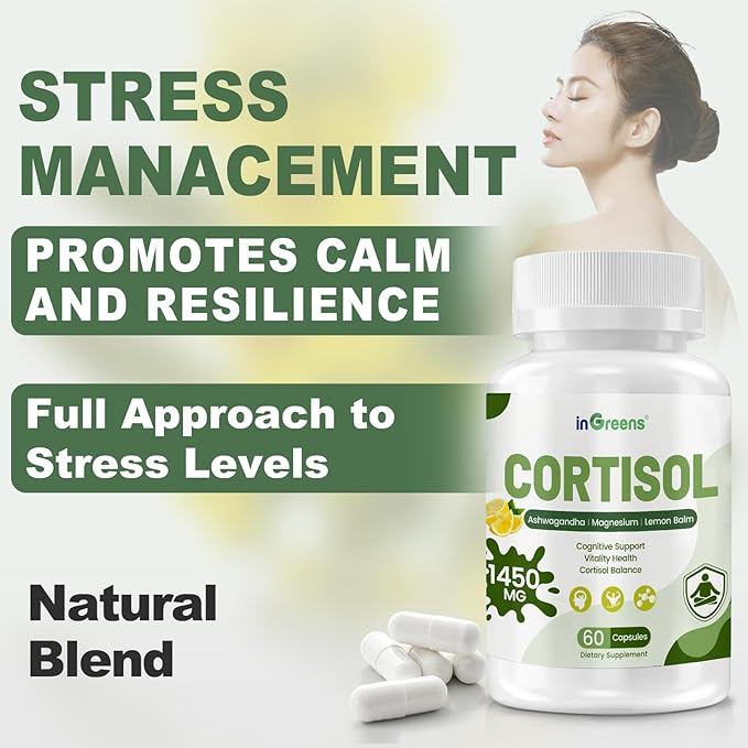Cortisol Supplement, 15 in 1 Cortisol Manager with Ashwagandha, L-Theanine, Magnesium,Supports Cortisol Health & Relaxation,Stress Management & Restful Sleep, 60 Capsules