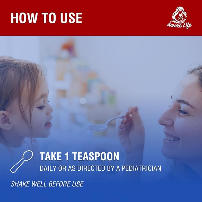 Daily Liquid Multivitamin for Kids, High Absorption with Vitamins A, D, E, B1 and Cod Liver Oil, Vitamin Supplements for Kids, Family Friendly, 16oz, Cherry Flavor