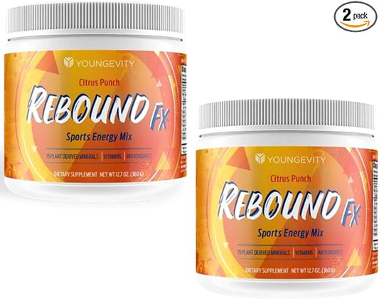Youngevity Rebound Fx Citrus Powder, 360g – Supplement for Energy, Enriched with Vitamins, Minerals and Antioxidants – Immune System Booster Powder - Energy Vitamins Drink Mix for Women & Men (2 Pack)