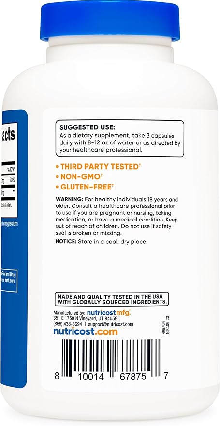 Nutricost Calcium Lactate 2,100mg; 180 Capsules - Vegan, Non-GMO and Gluten Free, 60 Servings