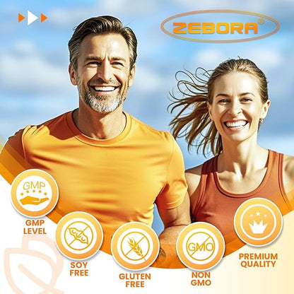 ZEBORA Vitamin D3 K2 Capsules, Bone and Heart Health Formula 5000 IU Vitamin D3 & 100 mcg Vitamin K2, Max Strength 4 in 1 Immune Support and Calcium Absorption, Gluten Free