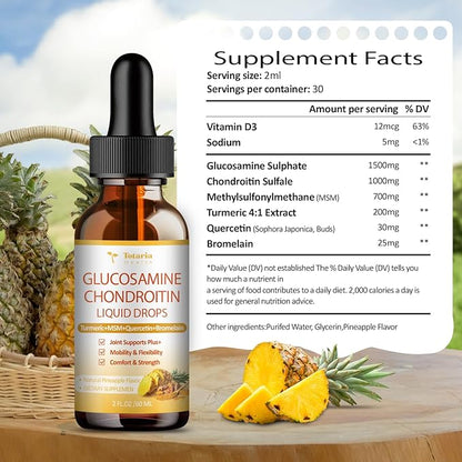 (2 Packs) Glucosamine Chondroitin MSM Support Joint Health - Chondroitin Sulfate Supplement Turmeric, Quercetin, Bromelain, MSM Oil
