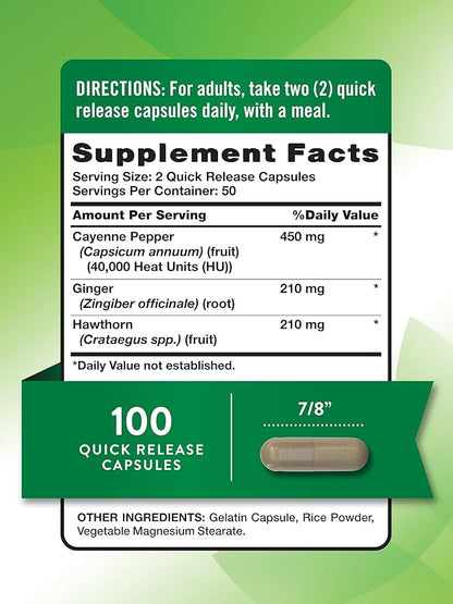 Nature's Truth Cayenne Pepper Capsules | 40,000 HU | 100 Count | with Ginger Root | Non-GMO & Gluten Free Supplement