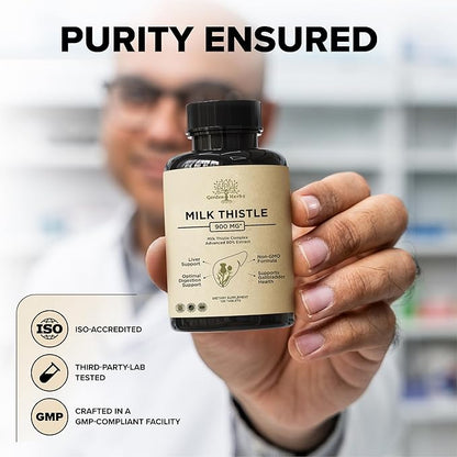 Premium Milk Thistle 900MG Liver & Kidney Support - Detox & Digestive Health Aid - Non-GMO Formula - Supporting Optimal Digestion - 120 Tablets