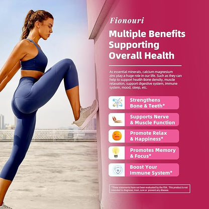 Calcium Magnesium Zinc Gummies with Vitamin D3 & K2 - High Potency Enhanced Absorption -60 Raspberry Gummies Flavored