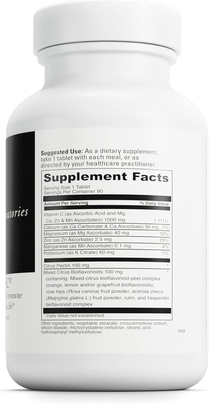 DAVINCI Labs Poten-C - Support Immune System Function & Collagen Health* - Vitamin C, Calcium, Magnesium, Zinc, Potassium, Manganese & Bioflavonoids - Vegetarian - Gluten-Free - 90 Tablets
