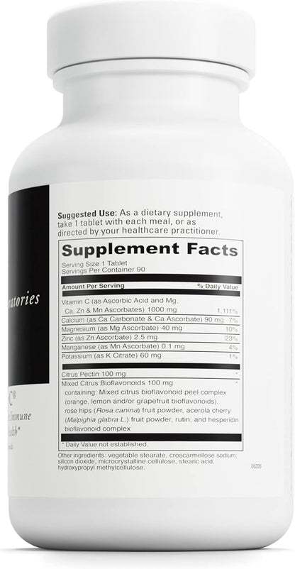 DAVINCI Labs Poten-C - Support Immune System Function & Collagen Health* - Vitamin C, Calcium, Magnesium, Zinc, Potassium, Manganese & Bioflavonoids - Vegetarian - Gluten-Free - 90 Tablets
