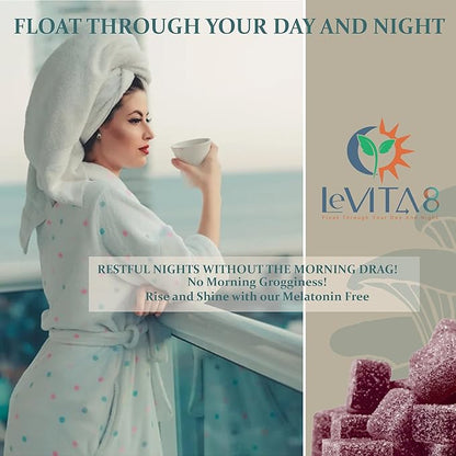 LeVITA8 Premium Reishi Mushroom Sleep Gummies - 100% Natural BlackBerry Flavor - Promotes Calm & Mood Balance for Deep Sleep - 1 Month Supply for Natural Sleep Aid Melatonin-Free