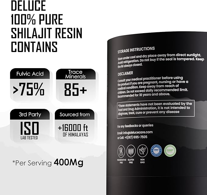 Pure Himalayan Shilajit Resin (30g)| 85+ Trace Minerals,75%+ Fulvic Acid| High Potency Gold Grade for Men & Women| Energy,Stamina & Immunity Booster| Lab Tested| 75 Servings| Vegan| Gluten-Free,400mg