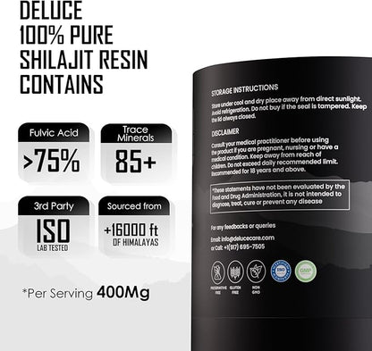 Pure Himalayan Shilajit Resin (30g)| 85+ Trace Minerals,75%+ Fulvic Acid| High Potency Gold Grade for Men & Women| Energy,Stamina & Immunity Booster| Lab Tested| 75 Servings| Vegan| Gluten-Free,400mg