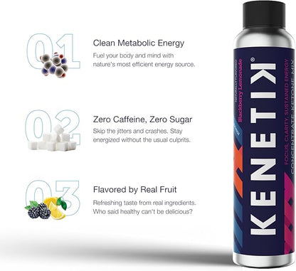 Kenetik Ketone Drink Mix, Exogenous Ketones Blend, Keto, Caffeine & Sugar Free, Vegan Nootropics Brain Supplement for Memory and Focus, D-BHB Ketones - Pineapple Passionfruit, 3PK (12 Servings)