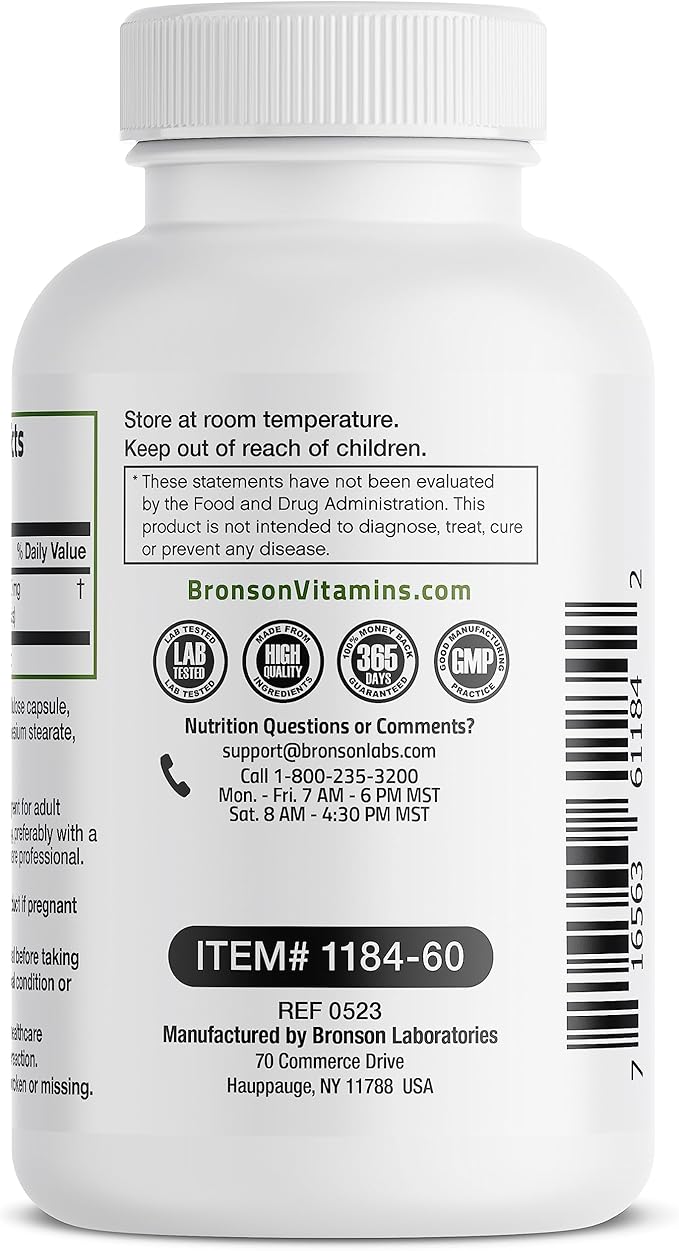 Bronson Shilajit Extract 500 MG Per Serving, Supports Energy Production & Vitality, Standardized to 20% Total Acids, Non-GMO, 60 Vegetarian Capsules