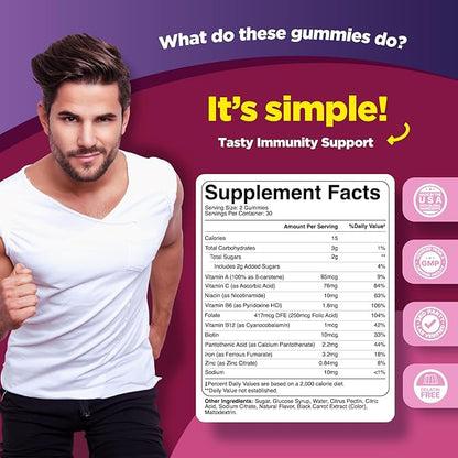 Natural Multivitamin Iron Gummies for Adults - Adult Gummy Vitamins with Iron and Energy Boost B Complex Vitamins - Gummy Supplement and Mental Clarity Focus Multivitamin