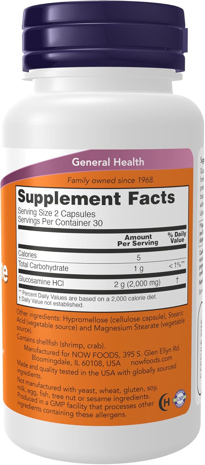 NOW Foods Supplements, Glucosamine '1000', with UL Dietary Supplement Certification, 1 g Per Capsule, 60 Veg Capsules