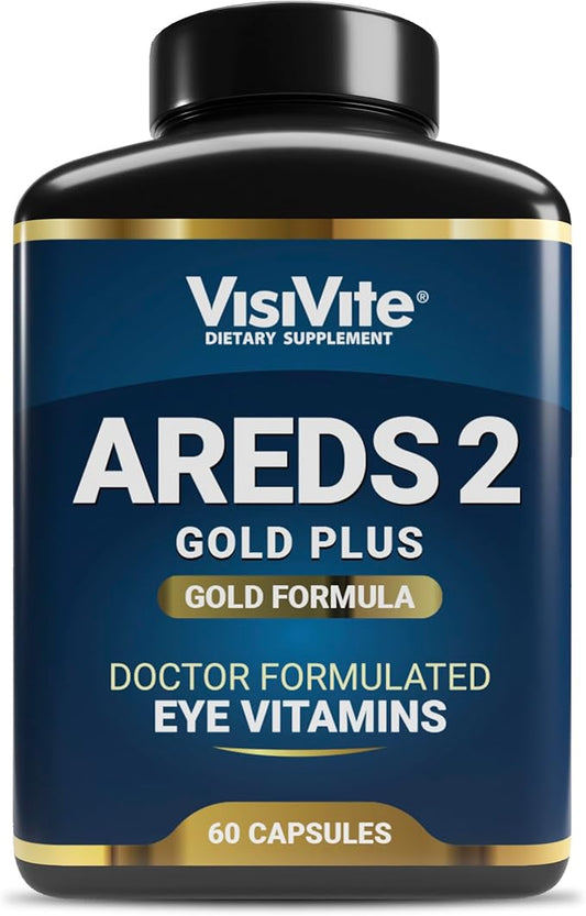Doctor Formulated AREDS 2 Plus Eye Vitamins with Zeaxanthin Plus Lutein - Bilberry and Grape Seed Extract - Premium Eye Health Formula - 60 Eye Supplement Capsules of VisiVite Gold Plus