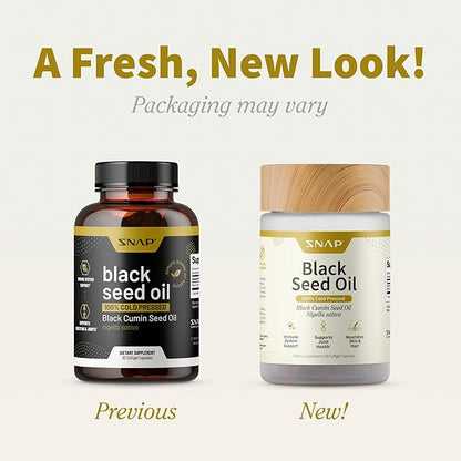 Black Seed Oil Capsules 100% Cold Pressed - Immune Support, Detox Aid, Inflammation Relief, Skin, Hair & Joint Health - Organic Black Cumin Seed, High Potency Nigella Sativa (90 Softgel Capsules)