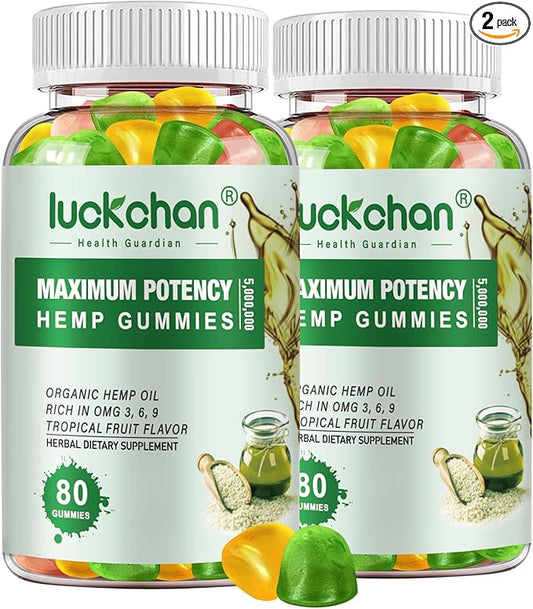 Hemp Gummies for Sleep, Pain, Relax, Calm - High Potency Hemp Oil Infused Gummy Bears -Fruity Flavors - 100% Natural Omega Hemp Edibles (2 Pack)